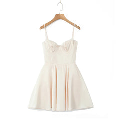 Satin Corset Tulle Flare Mini Dress