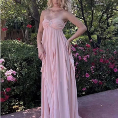 Ruffles Scarf Collar Long Dress