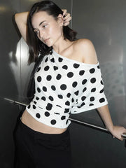 One Shoulder Polka Dot Top
