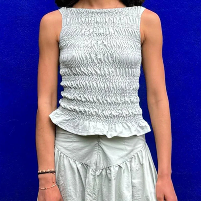 Polka Dot Ruched Tank Top