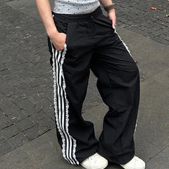 Lace Stripe Wide Track-pants