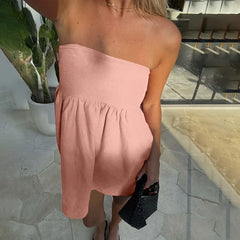 Pink Tube A-line Mini Dress