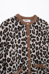 Leopard Print O-Neck Cardigan