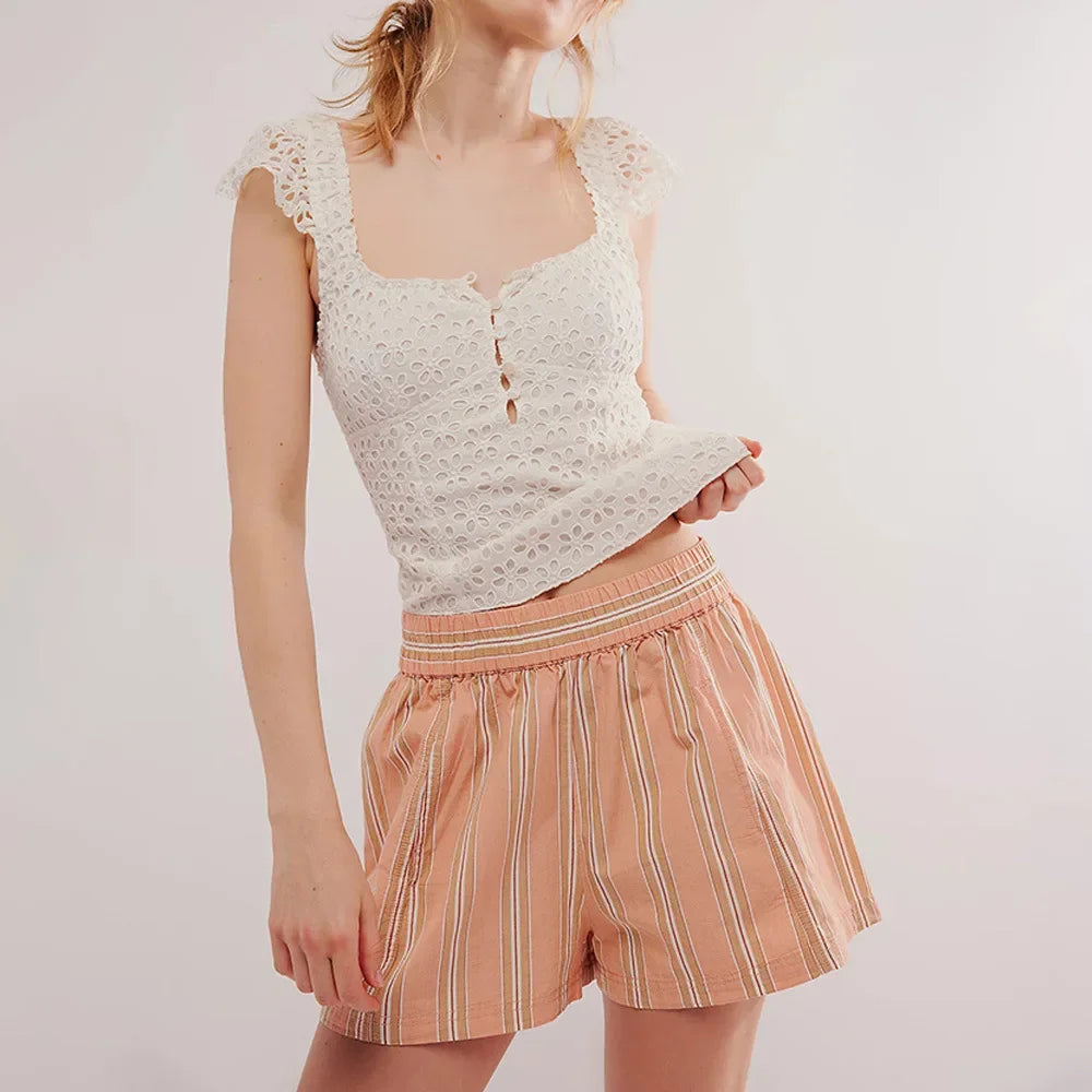 Effortless Mid-Waist Elastic Shorts - Multi-Color Summer Comfort