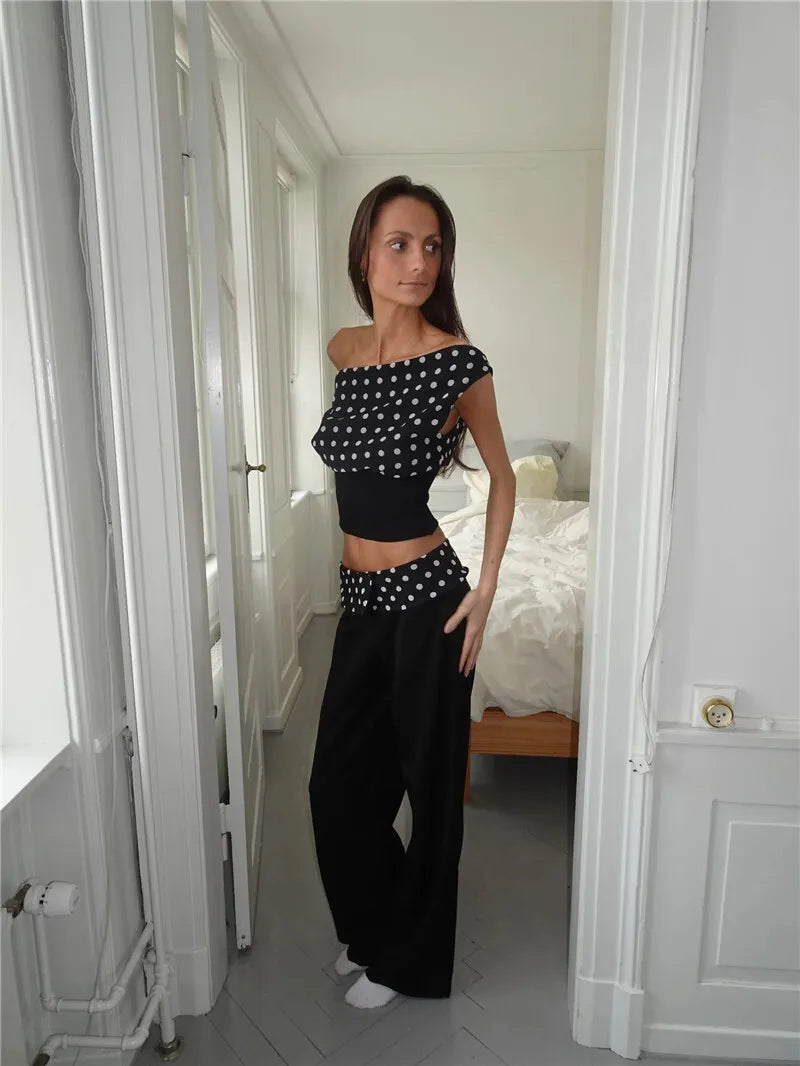 Off Shoulder Polka Dot Top