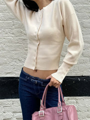 Knit Button Up Long Sleeve Top