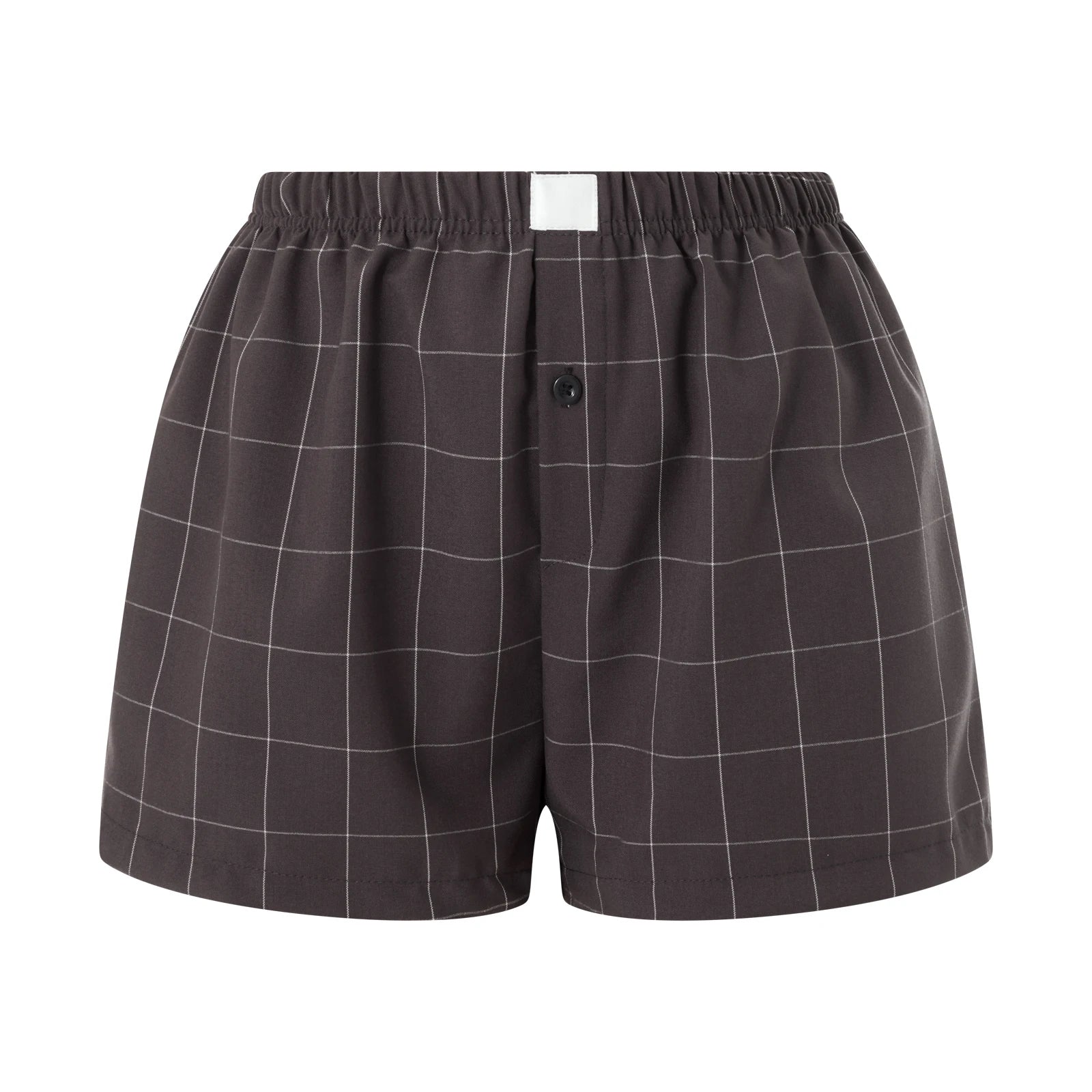 Elastic Waist Striped Plaid Print Shorts - Casual Knit