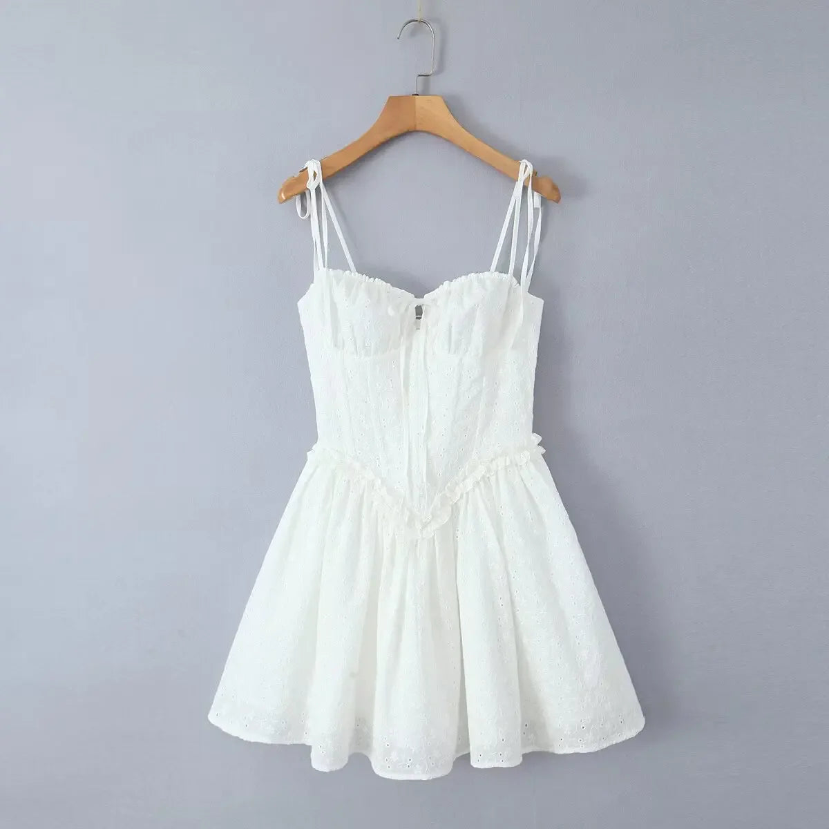 White Tie Up Bustier Mini Dress