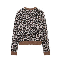 Leopard Print O-Neck Cardigan
