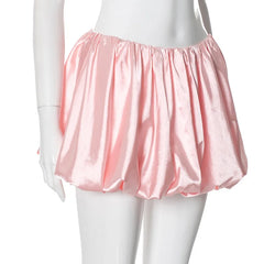 Satin Puff Low Waist Mini Skirt