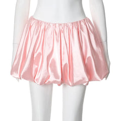 Satin Puff Low Waist Mini Skirt