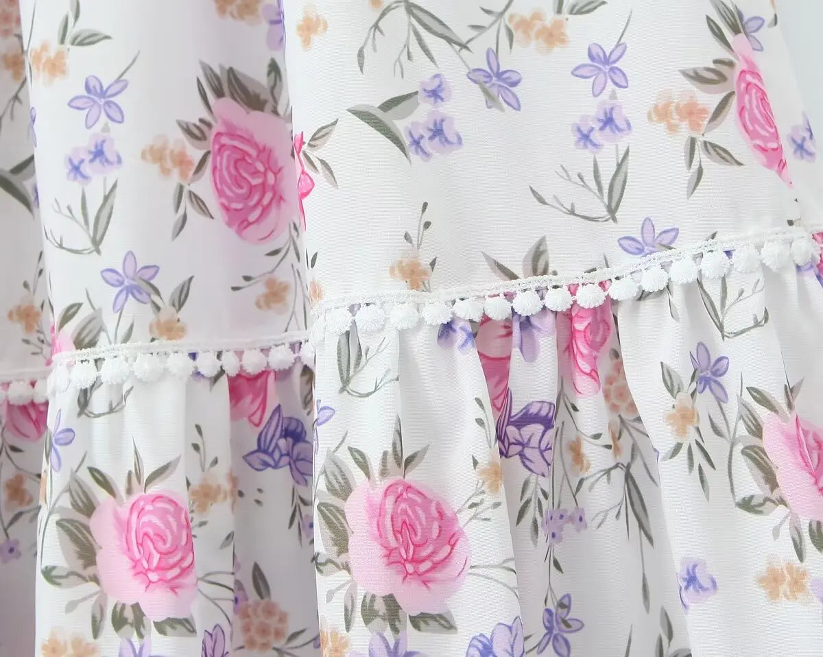 Floral Elastic Waist Maxi Skirt