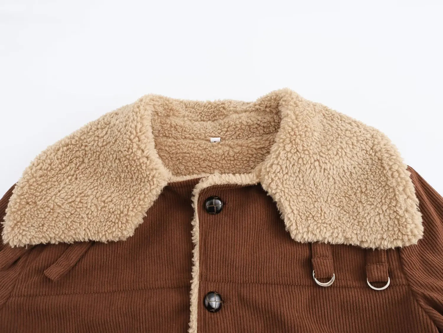 Corduroy Turn-down Collar Fur Lining Jacket