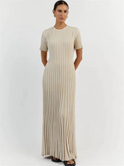 Ribbed Short Sleeve Maxi Dress