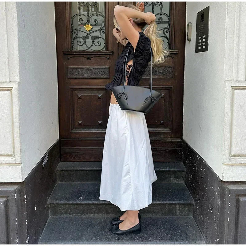 Ruched Short Sleeve Tie Up Top