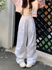 Parachute White Baggy Bow Printed Sweatpant