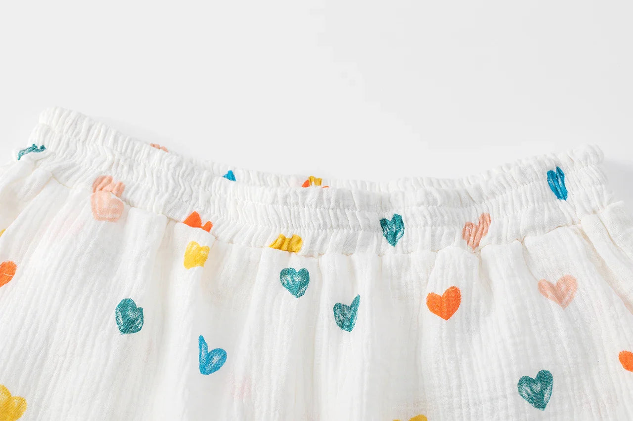 White Linen Printed Shirt And Shorts Set