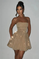 Glitter Glam Mesh Mini Bow Dress