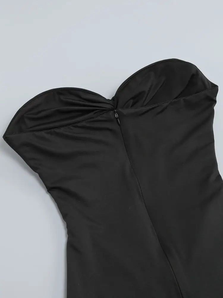 Black Twisted Cut-Out Strapless Maxi Dress
