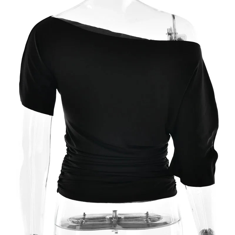 Asymmetrical One Shoulder Short Sleeve Top