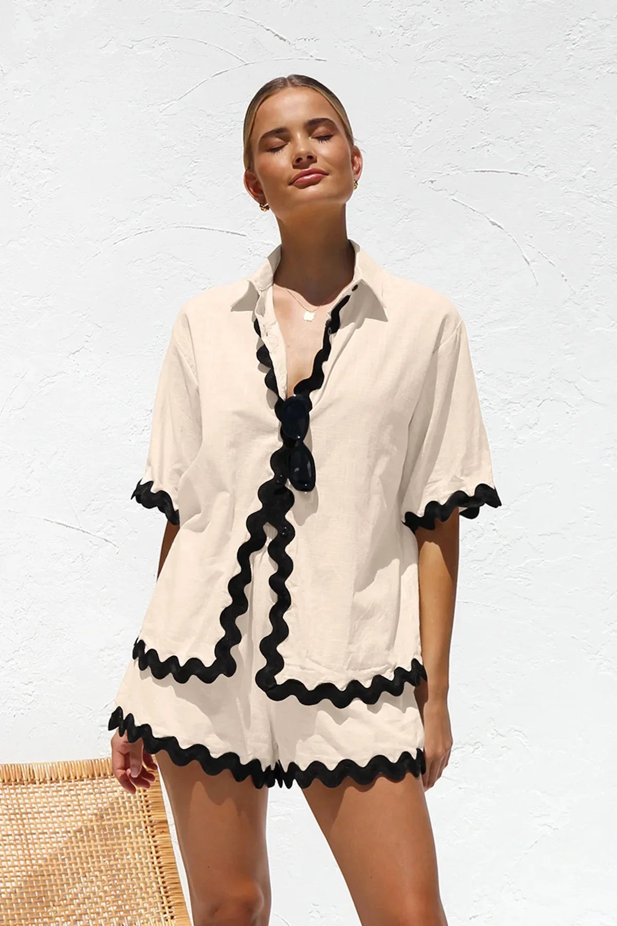 Zic Zac Patchwork Shirt And Shorts Set