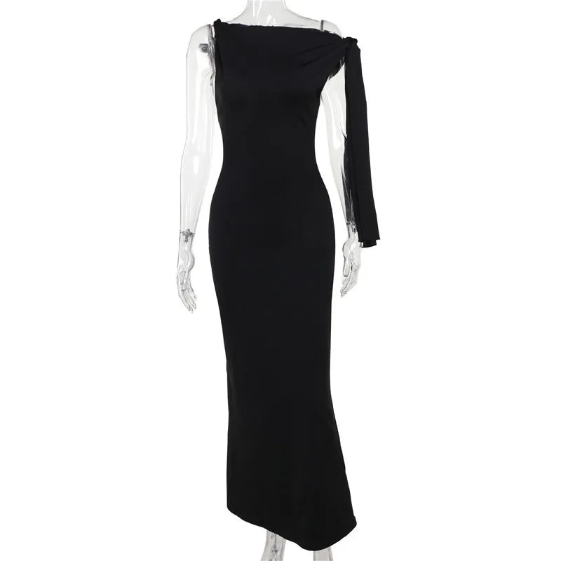 One Shoulder Tie Up Maxi Dress