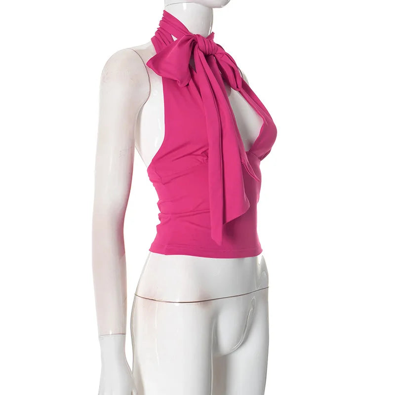 Pink Halter Drape Top
