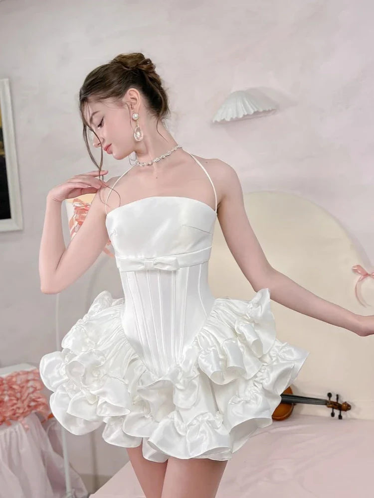 Flare Skirt Corset Strappy Mini Dress
