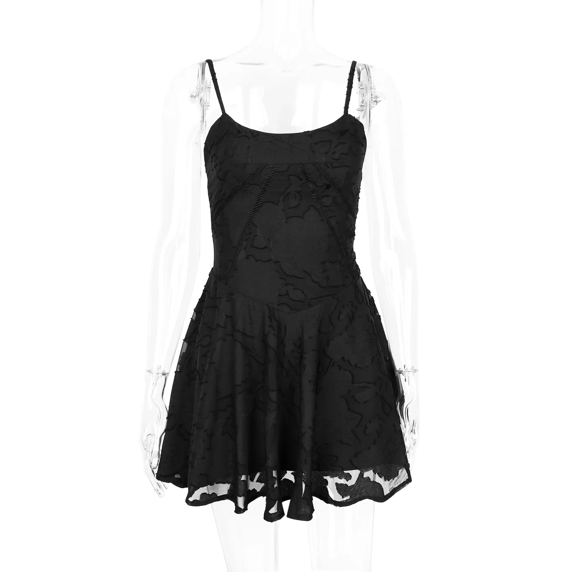 Jacquard Layered Lace Up Cami Mini Dress