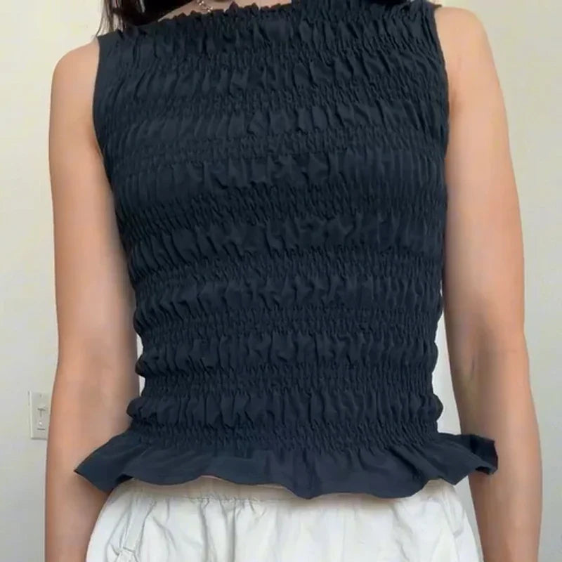 Polka Dot Ruched Tank Top