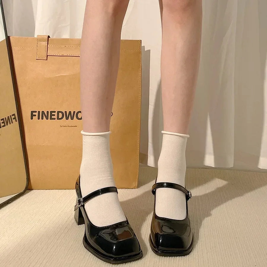 Adele Square Toe Thick Heels