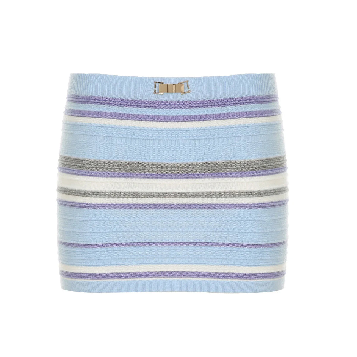 Blue Striped Knitted Cami Top And Mini Skirt Set