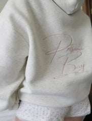 Bow Embroidery Hoodie - Loose Fit Pullover