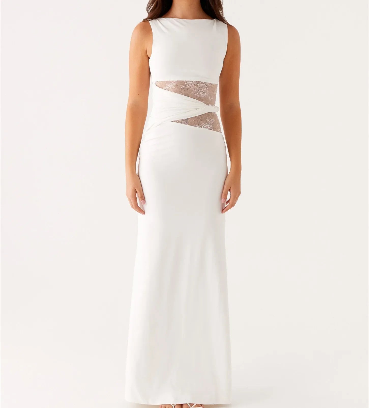 Lace Patchwork Tank Maxi Dress