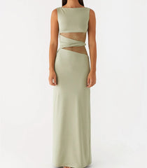 Lace Patchwork Tank Maxi Dress