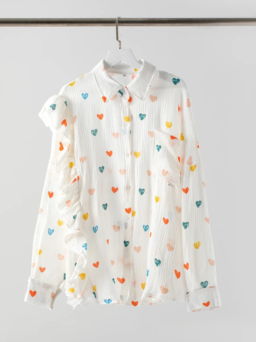 White Linen Printed Shirt And Shorts Set