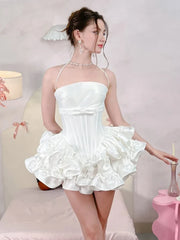 Flare Skirt Corset Strappy Mini Dress