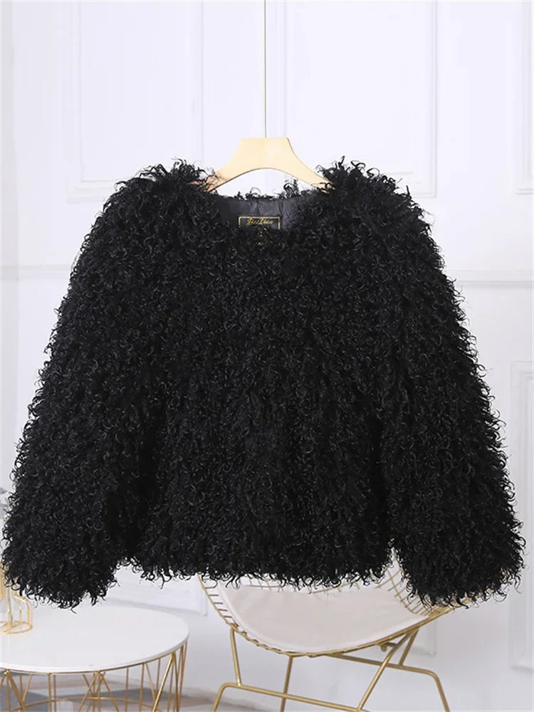 Fringe Fluffy Faux Fur Jacket