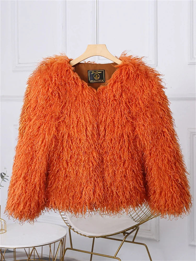Fringe Fluffy Faux Fur Jacket