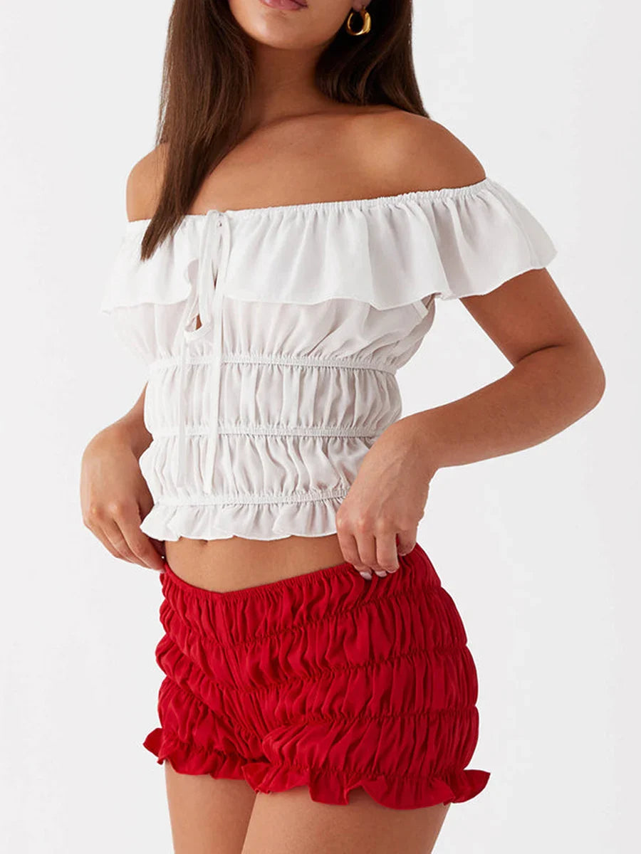 Ruched Low Waist Bloomers Shorts