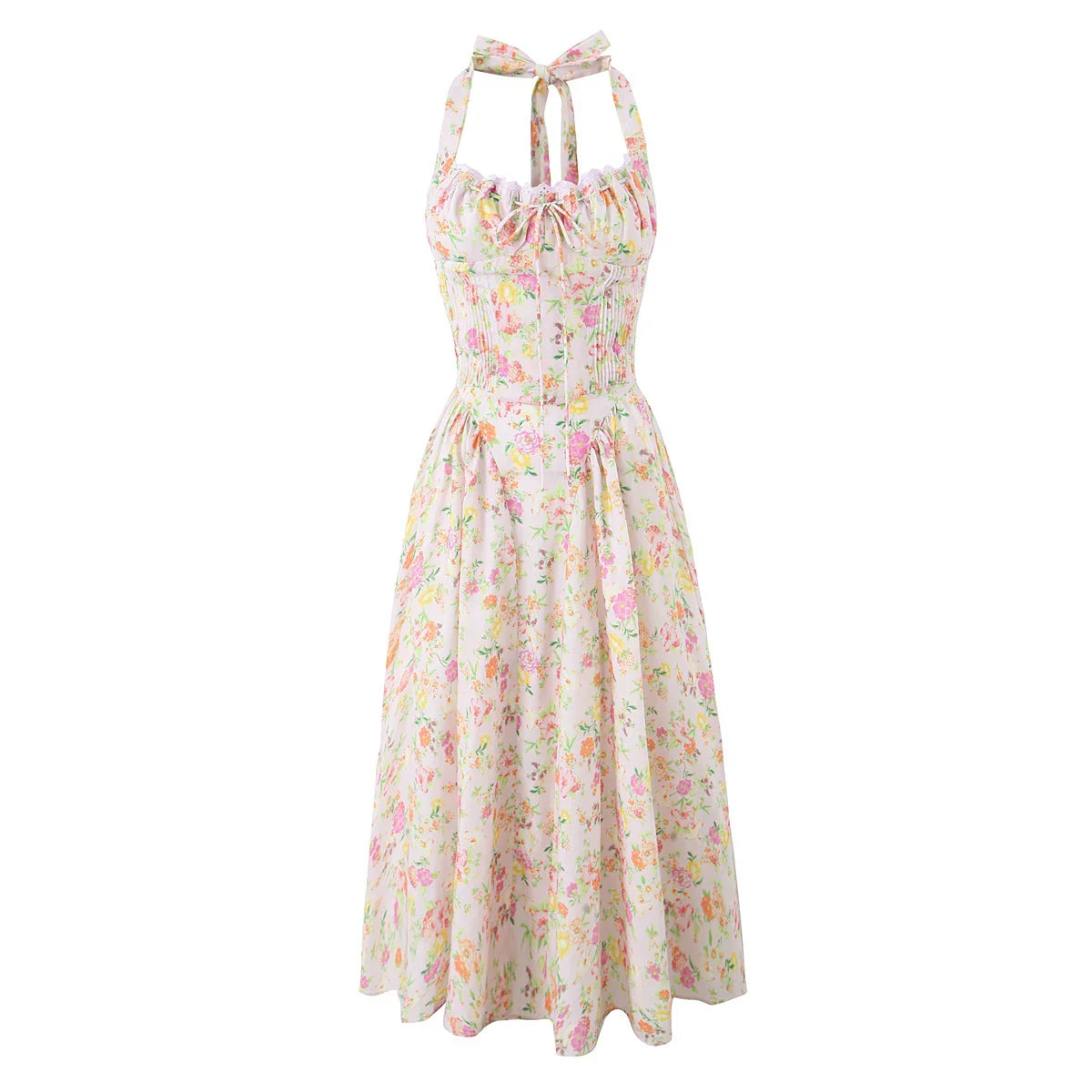 Floral Print Corset Midi Dress