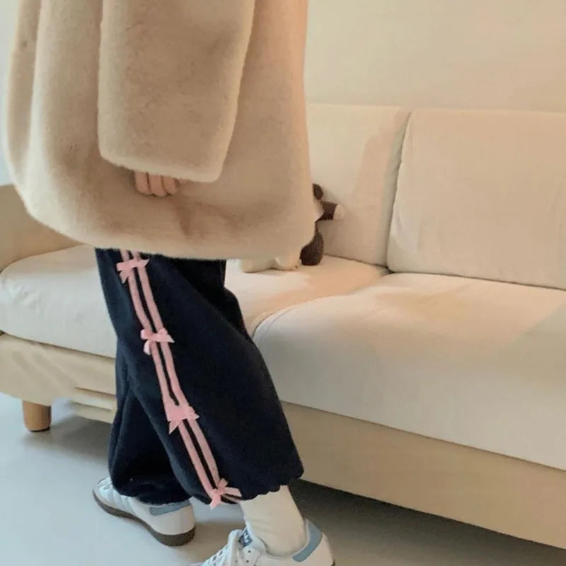 Bow Knot Stripe Drawstring Joggers