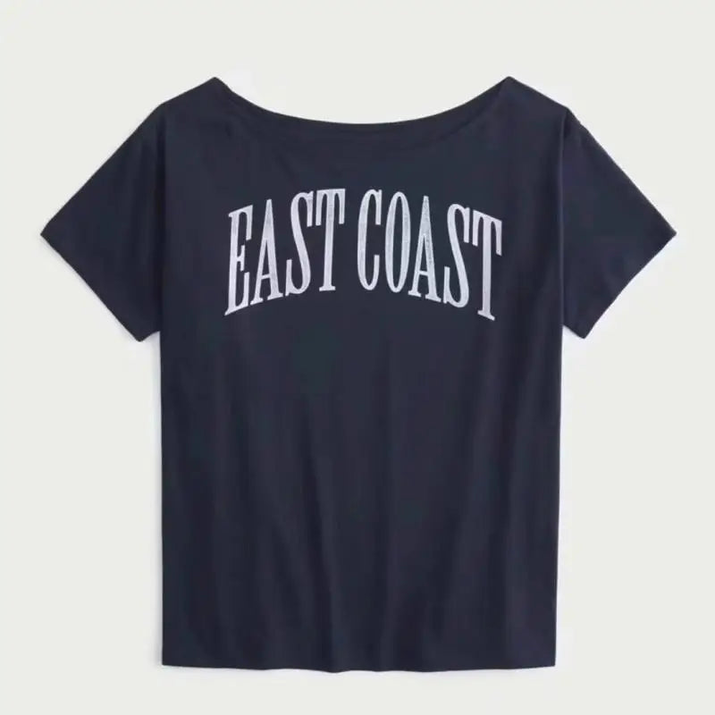 Blue East Cost Off Shoulder Graphic T Shirts