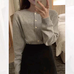 Knitted Heart Buttoned Cardigan