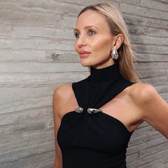 Black Turtleneck Metal Ring Top