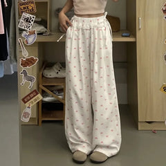 Bow Printed Wide Leg Pants