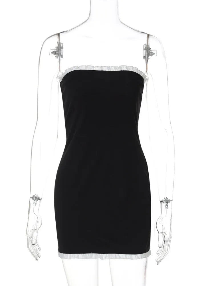 Black Trim Bodycon Mini Dress