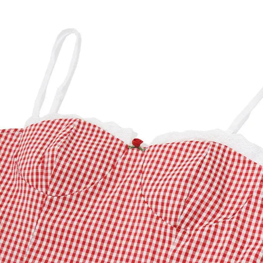 Plaid Well Mini Spaghetti Dress
