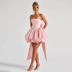 Strapless Bow Puff Mini Dress â€?Ball Gown Style