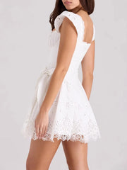 White Corset Bodice Ruffled Mini Dress